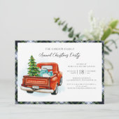 プレイドレッドトラックゴードンタータンチェッククリスマスパーティー 招待状 (スタンド正面)