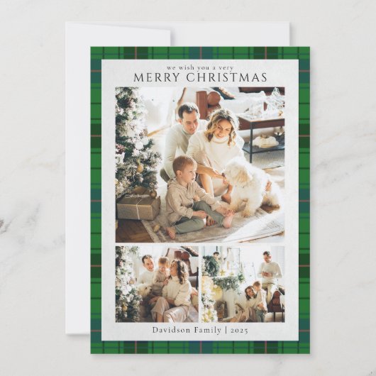 プレイドレトロクリスマスフォトタータンチェック 素朴 シーズンカード (正面)