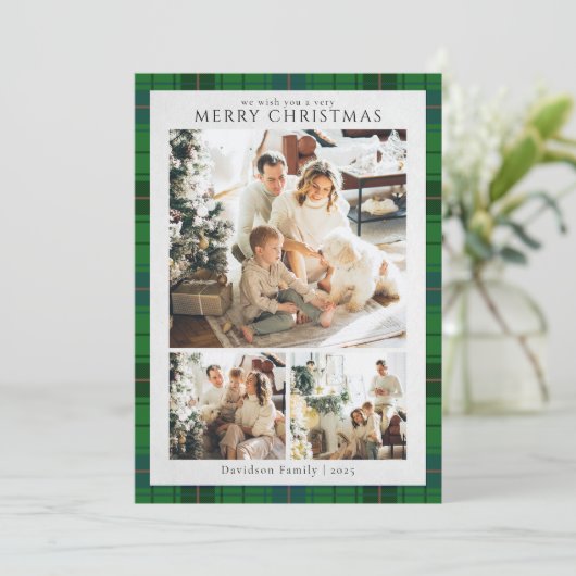 プレイドレトロクリスマスフォトタータンチェック 素朴 シーズンカード (スタンド正面)