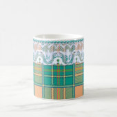 プレイドレースグリーン桃かわいい コーヒーマグカップ (中央)