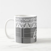 プレイドレース白黒グレイかわいい コーヒーマグカップ (左)