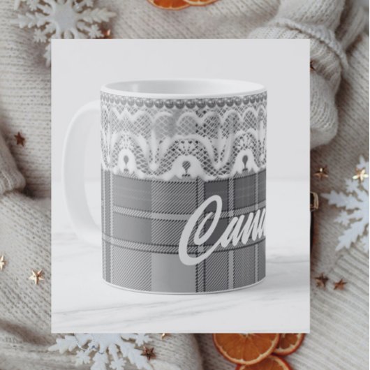 プレイドレース白黒グレイかわいい コーヒーマグカップ