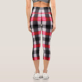 プレイド人気がある抽象芸術レッドブラックプレイドコレクション カプリレギンス (裏面)