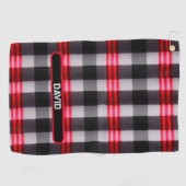 プレイド人気がある抽象芸術レッドブラックプレイドコレクション ゴルフタオル (横)