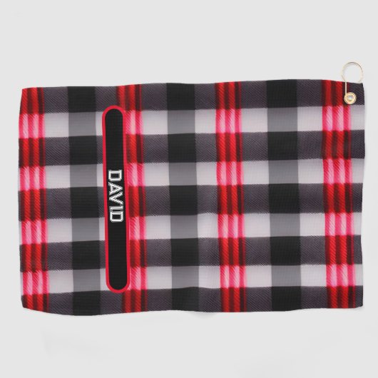 プレイド人気がある抽象芸術レッドブラックプレイドコレクション ゴルフタオル (横)