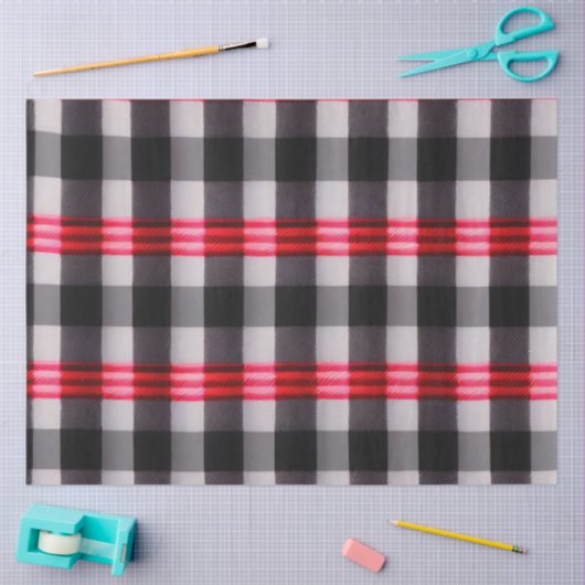 プレイド人気がある抽象芸術レッドブラックプレイドコレクション 薄葉紙 (クラフト)