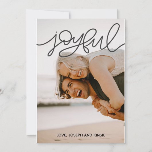 プレイド付き喜ばしい写真のクリスマスカード 招待状 (正面)