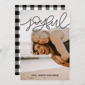 プレイド付き喜ばしい写真のクリスマスカード 招待状 (正面/裏面)