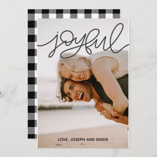 プレイド付き喜ばしい写真のクリスマスカード 招待状 (正面/裏面)