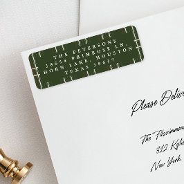 プレイド伝統的コージーキャビン深いグリーンクリスマス ラベル