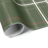 プレイド伝統的コージーキャビン金ゴールドグリーンクリスマス ラッピングペーパー (ロールコーナー)