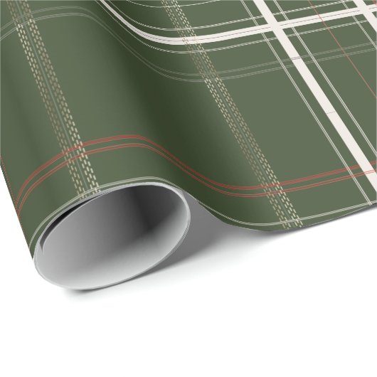 プレイド伝統的コージーキャビン金ゴールドグリーンクリスマス ラッピングペーパー (ロールコーナー)