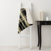 プレイド伝統的ブラック、バタークリーム、セージ緑 シェルパブランケット (インサイチュ)