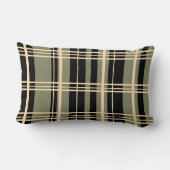 プレイド伝統的ブラック、バタークリーム、セージ緑 ランバークッション (裏面)