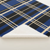 プレイド伝統的ブラック、バタークリーム、ダークネイビー シェルパブランケット (3/4)