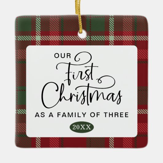 プレイド初めてのクリスマスファミリーフォトクリスマス セラミックオーナメント (正面)