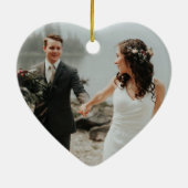 プレイド初めてのクリスマス結婚したの青い写真 セラミックオーナメント (裏面)