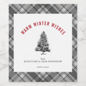 プレイド暖かい願いスプルースツリークリスマス ワインラベル (シングルラベル)