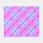 プレイド暗い赤紫色ブルーボホ フリースブランケット (正面(横))