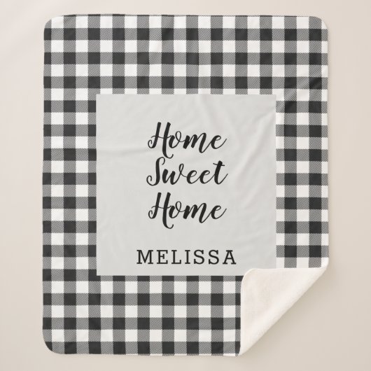 プレイド白黒ジンガムカスタム シェルパブランケット (正面)