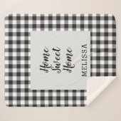 プレイド白黒ジンガムカスタム シェルパブランケット (正面(横))