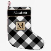 プレイド白黒バッファローチェックモノグラム スモールクリスマスストッキング (正面)