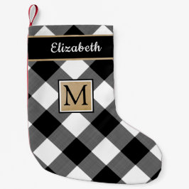 プレイド白黒バッファローチェックモノグラム スモールクリスマスストッキング