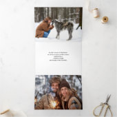 プレイド素朴と金ゴールドの雪数々の片 – 写真 三つ折りクリスマスカード (内部)