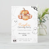 プレイド素朴カボチャかわいらしンプキンカービングパーティー 招待状 (スタンド正面)