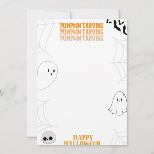プレイド素朴カボチャかわいらしンプキンカービングパーティー 招待状 (裏面)