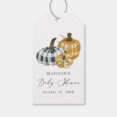 プレイド素朴カボチャ赤ちゃんシャワー ギフトタグ (正面)