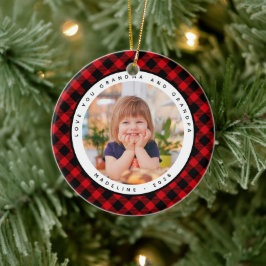 プレイド素朴カントリー写真祖父母オーナメント セラミックオーナメント