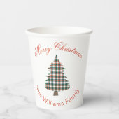 プレイド素朴クリスマスツリーホリデーパーティー 紙コップ (正面)