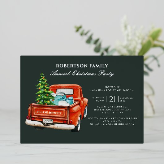 プレイド素朴クリスマスホリデーズパーティーシルバー 箔招待状 (立ち正面)