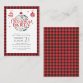 プレイド素朴クリスマスホリデーパーティー ノートカード (正面/裏面)
