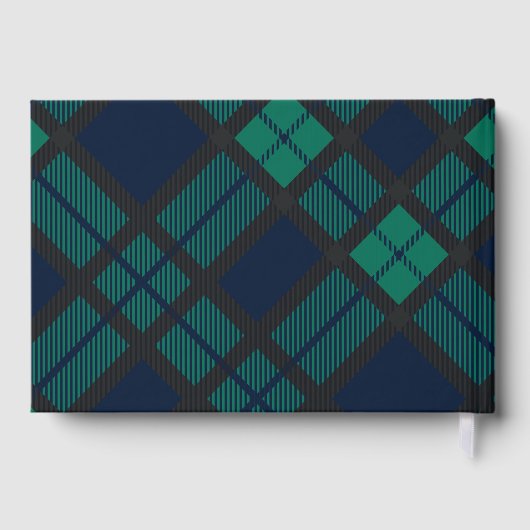 プレイド素朴グリーンブラックタータンチェックゴールドフォイル結婚ズ ゲストブック (裏面)