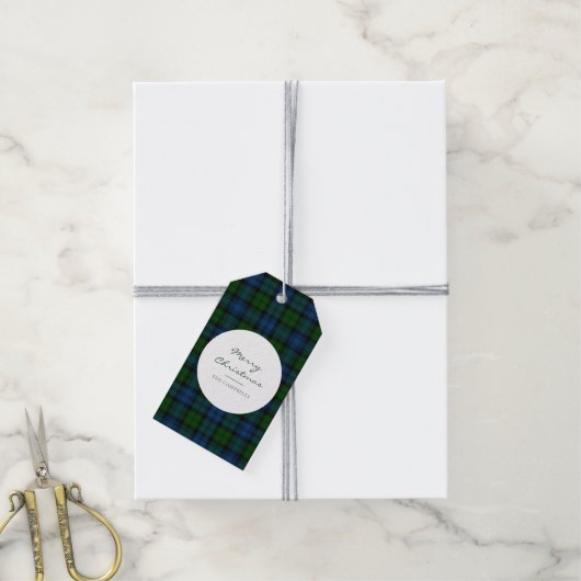 プレイド素朴スクリプトキャンベル軍隊タータンチェック ギフトタグ (より糸付き)