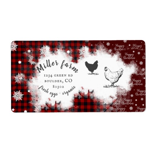 プレイド素朴スノーフレークメリークリスマスエッグカートン ラベル (正面)