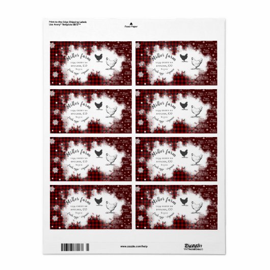 プレイド素朴スノーフレークメリークリスマスエッグカートン ラベル (フルシート)