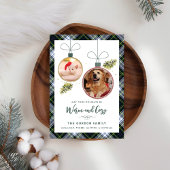 プレイド素朴ファミリークリスマス2ペットの写真タータンチェック シーズンカード