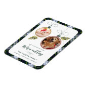 プレイド素朴ファミリークリスマス2ペットの写真タータンチェック マグネット (左側)