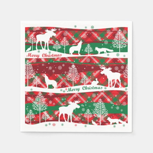 プレイド素朴メリークリスマス紙ナプキンス スタンダードカクテルナプキン (正面)