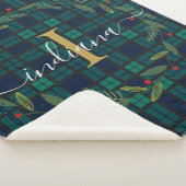 プレイド素朴モノグラムクリスマスリースタータンチェック シェルパブランケット (3/4)