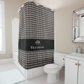 プレイド素朴モノグラムベア |クリームホワイトブラック シャワーカーテン (インサイチュ)