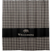 プレイド素朴モノグラムベア |クリームホワイトブラック シャワーカーテン (正面)