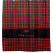 プレイド素朴モノグラムベア | Lumberjack Red Black シャワーカーテン (正面)