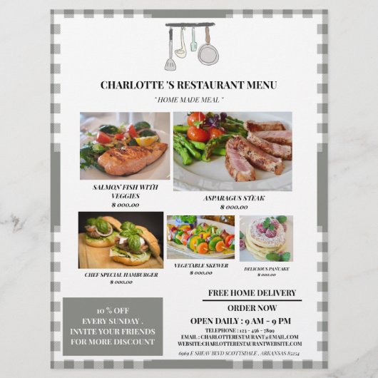 プレイド素朴レストランメニュー チラシ (正面)