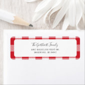 プレイド素朴レッドホワイトギンガム差出人住所 ラベル (インサイチュ)