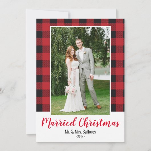 プレイド結婚したクリスマスホリデーカード シーズンカード (正面)