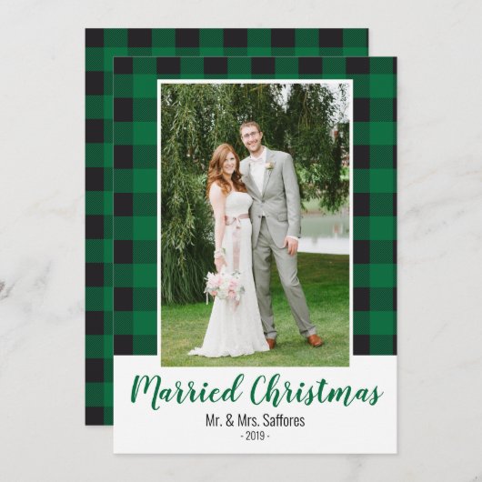 プレイド結婚したクリスマスホリデーカード シーズンカード (正面/裏面)